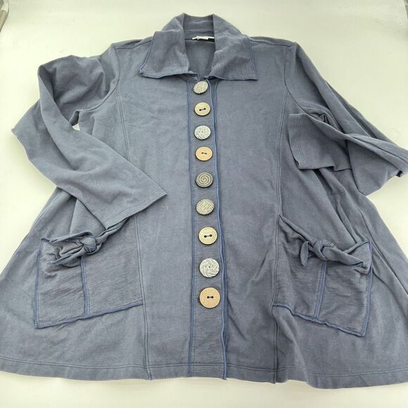 Soft Surroundings Sullivan Jacket Blue Decorative Buttons Size Small - Picture 1 of 4